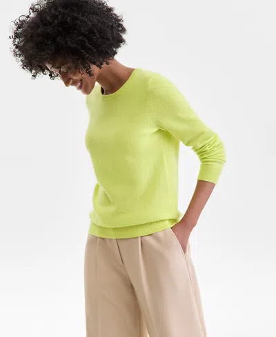Charter Club Women's Long-sleeve 100% Cashmere Crewneck Sweater, Macy's Exclusive In Green