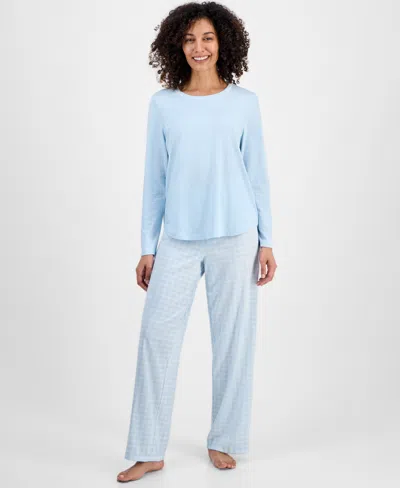 Charter Club Women's Long-sleeve Jersey Pajama Set In Blue