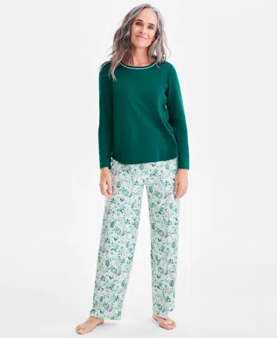 Charter Club Women's Long-sleeve Jersey Pajama Set In Gold
