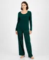 Charter Club Women's Long Sleeve Pointelle Tee In Green