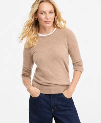 Charter Club Women's Long-sleeve 100% Cashmere Crewneck Sweater, Macy's Exclusive In Multi