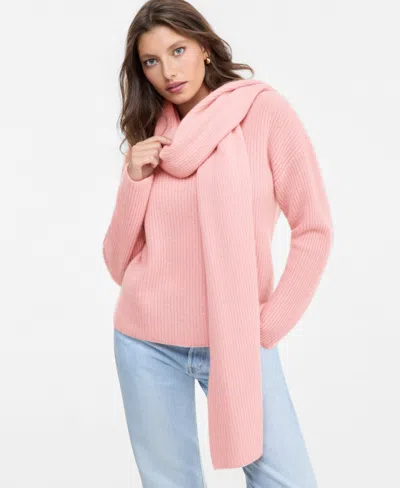 Charter Club Women's Long-sleeve 100% Cashmere Scarf Sweater, Macy's Exclusive In Pink