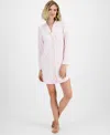 Charter Club Women's Notched-collar Sleepshirt, Created For Macy's In Pink Stripe