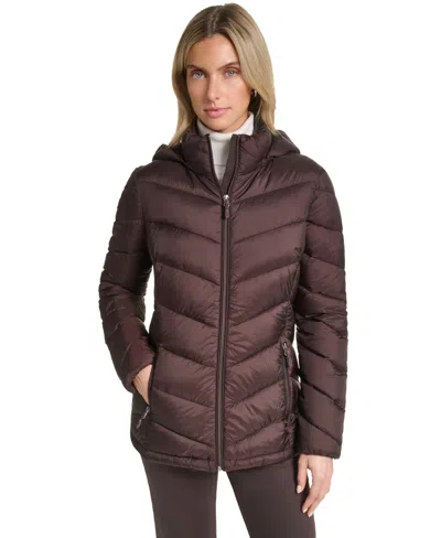 Charter Club Women's Packable Hooded Puffer Coat, Created For Macy's In Brown
