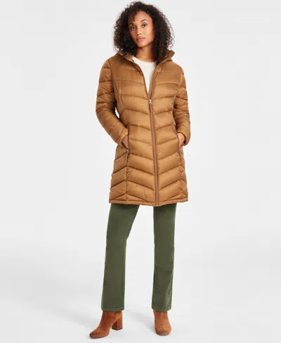 Charter Club Women's Packable Hooded Puffer Coat, Created For Macy's In Chestnut