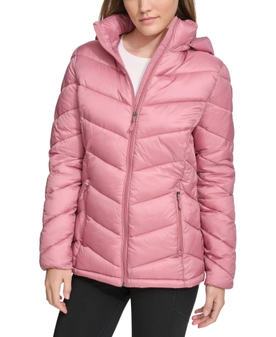 Charter Club Women's Packable Hooded Puffer Coat, Created For Macy's In Dark Rose