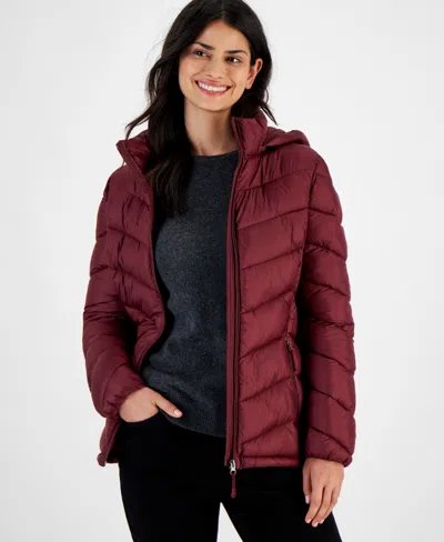 Charter Club Plus Size Packable Hooded Puffer Coat, Created For Macy's In Garnet