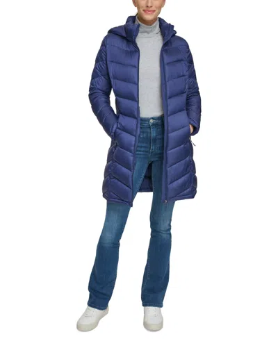 Charter Club Women's Packable Hooded Puffer Coat, Created For Macy's In Marine