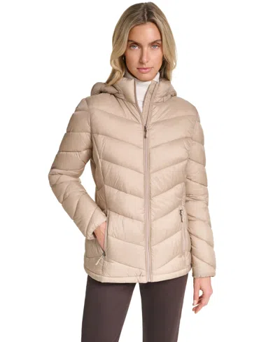 Charter Club Women's Packable Hooded Puffer Coat, Created For Macy's In Neutral
