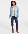 Charter Club Plus Size Packable Hooded Puffer Coat, Created For Macy's In Steel Blue
