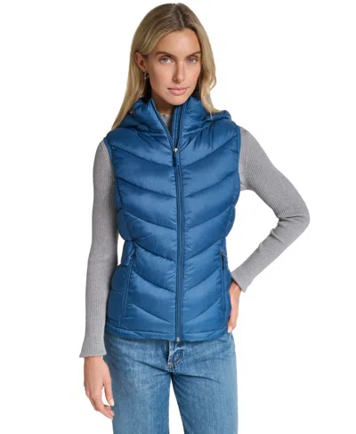 Charter Club Women's Packable Hooded Puffer Vest, Created For Macy's In Blue