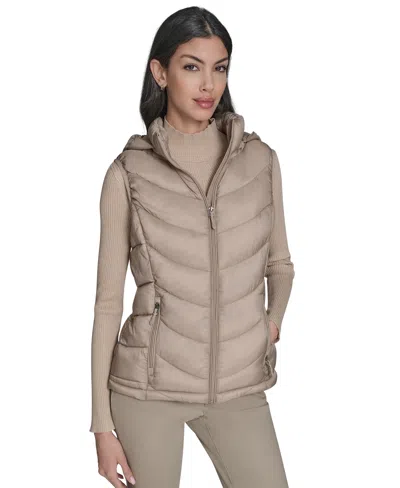 Charter Club Women's Packable Hooded Puffer Vest, Created For Macy's In Brown
