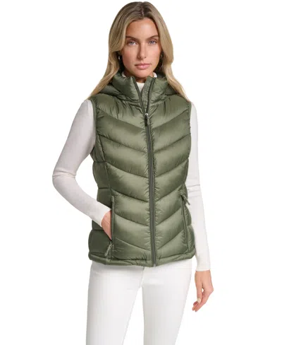 Charter Club Women's Packable Hooded Puffer Vest, Created For Macy's In Green