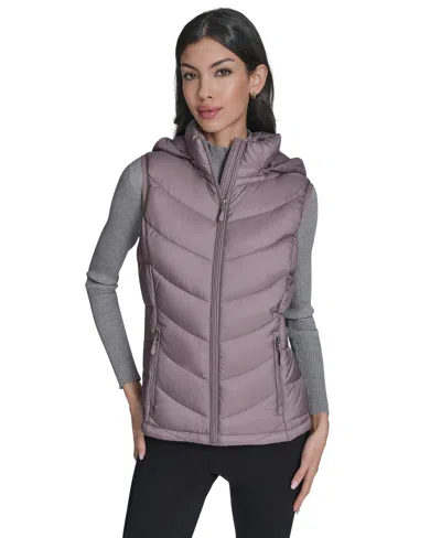 Charter Club Women's Packable Hooded Puffer Vest, Created For Macy's In Gray