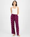 Charter Club Women's Printed Fleece Pajama Pants, Created For Macy's In Purple