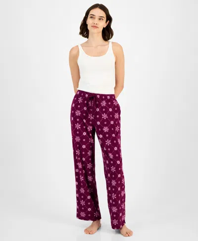 Charter Club Women's Printed Fleece Pajama Pants, Created For Macy's In Purple