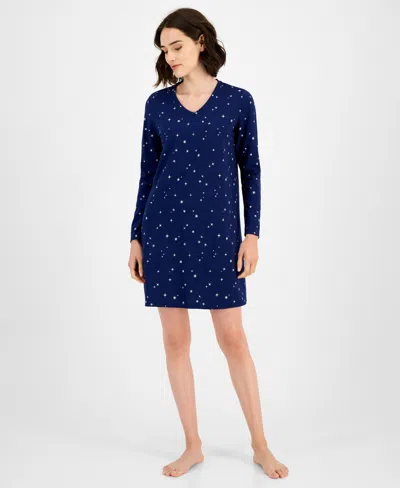 Charter Club Women's Printed Jersey Sleepshirt In Blue