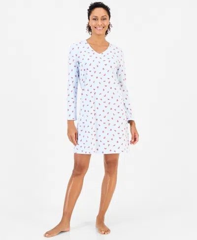 Charter Club Women's Printed Jersey Sleepshirt In Blue