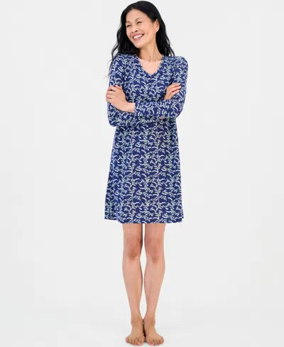 Charter Club Women's Printed Jersey Sleepshirt In Blue