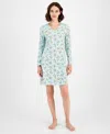 Charter Club Women's Printed Jersey Sleepshirt In Green