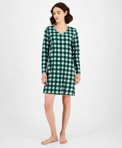 Charter Club Women's Printed Jersey Sleepshirt In Green