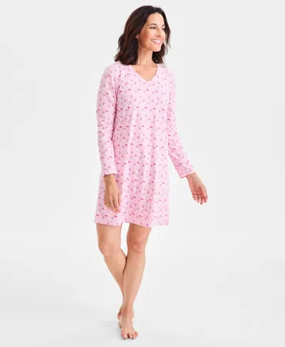 Charter Club Women's Printed Jersey Sleepshirt In Pink