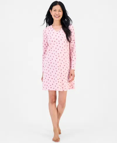 Charter Club Women's Printed Jersey Sleepshirt In Pink