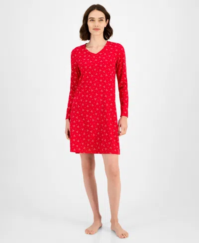 Charter Club Women's Printed Jersey Sleepshirt In Red