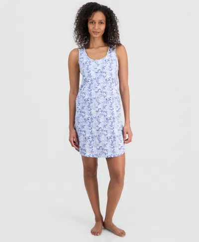 Charter Club Women's Printed Jersey Tank Sleepshirt, Exclusively At Macy's In Blue