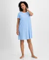 Charter Club Women's Printed Short-sleeve Sleepshirt, Exclusively At Macy's In Blue