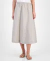 Charter Club Women's Pull-on 100% Linen Midi Skirt, Exclusively At Macy's In Flax Combo