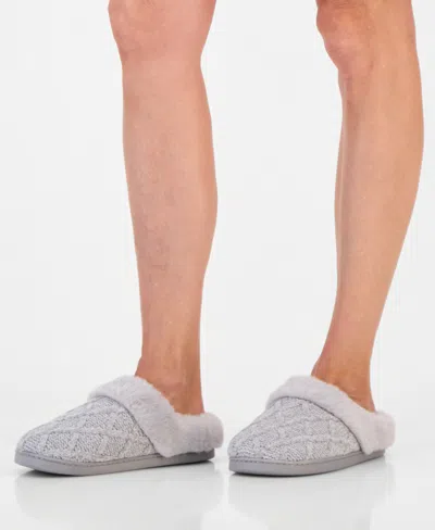 Charter Club Women's Quilted Hoodback Boxed Slippers, Created For Macy's In Newspaper Grey
