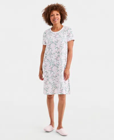 Charter Club Women's Short-sleeve Sleepshirt, Macy's Exclusive In White