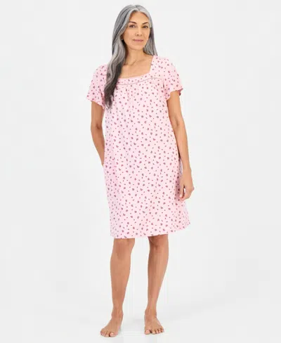 Charter Club Women's Short-sleeve Square-neck Pima Cotton Chemise, Macy's Exclusive In Neutral