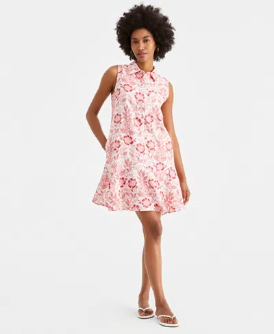 Charter Club Women's Sleeveless 100% Linen Shirtdress, Macy's Exclusive In Multi