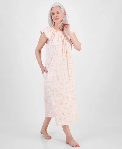 Charter Club Women's Smocked-neck Floral Nightgown, Created For Macy's In Floral Shell Pink