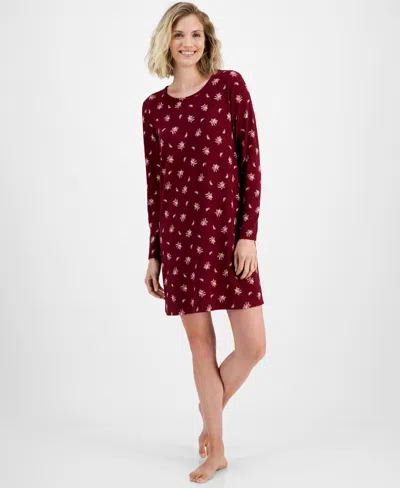 Charter Club Women's Soft Knit Printed Sleepshirt, Created For Macy's In Ditsy Bouquet Red