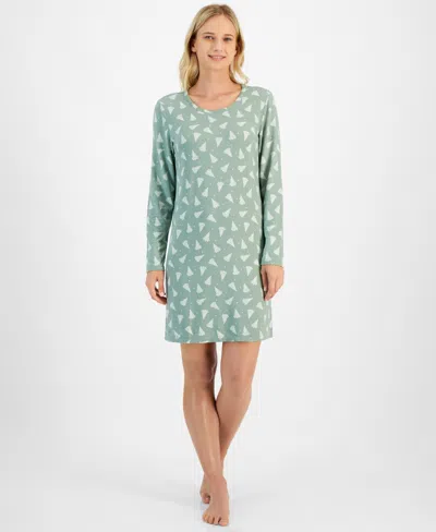 Charter Club Women's Soft Knit Printed Sleepshirt, Created For Macy's In Winter Tree Toss