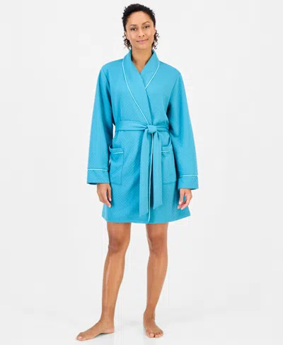 Charter Club Women's Solid Quilted Belted Robe, Macy's Exclusive In Chalky Teal