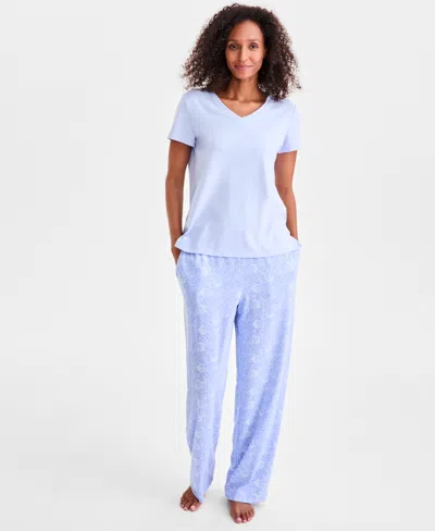 Charter Club Women's Solid V-neck Short-sleeve Sleepwear Top, Created For Macy's In Brown