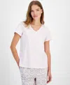Charter Club Women's Solid V-neck Short-sleeve Sleepwear Top, Created For Macy's In Dusty Aqua