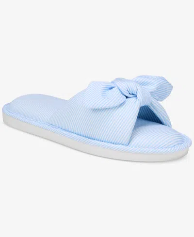 Charter Club Women's Striped Bow Slide Slippers, Exclusively At Macy's In Summer Song