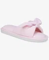 Charter Club Women's Striped Bow Slide Slippers, Exclusively At Macy's In Warm Blush