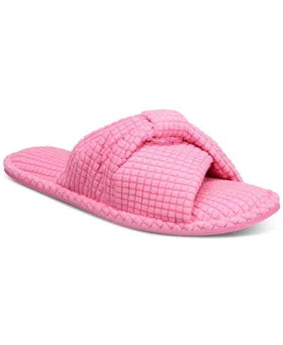 Charter Club Women's Textured Knot-top Slippers, Created For Macy's In Pink Taffy
