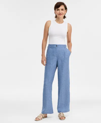 Charter Club Women's Wide-leg 100% Linen Pants, Macy's Exclusive In Multi