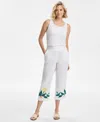 Charter Club Women's Woven Cropped 100% Linen Pants, Exclusively At Macy's In Bright White