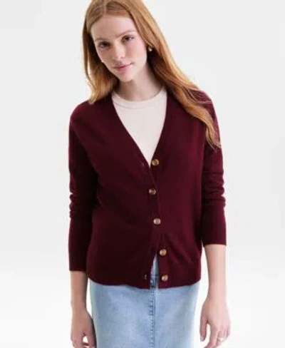 Charter Club Womens 100 Cashmere Cardigan Pxs Xxl Macys Exclusive In Burgundy