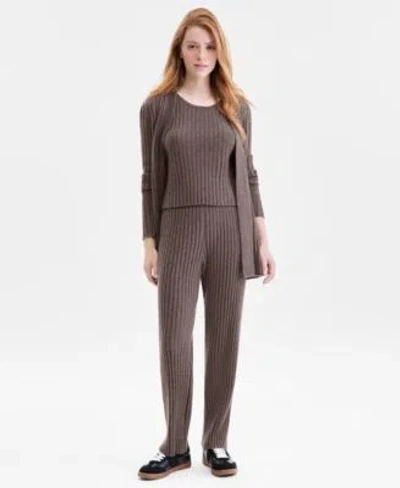Charter Club Womens 100 Cashmere Ribbed Long Cardigan Sleeveless Sweater Pull On Pants Exclusively At Macys In Black