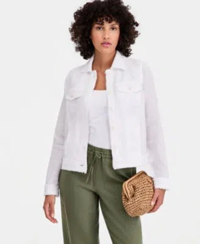 Charter Club Womens 100 Linen Jacket Created For Macys In Flax Combo