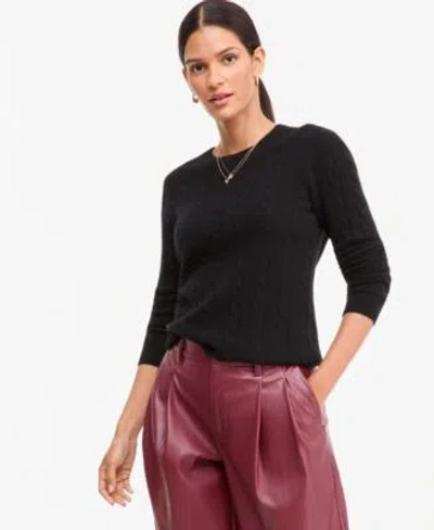 Charter Club Womens Cable Knit Crewneck 100 Cashmere Sweater Macys Exclusive In Mermaid Blue